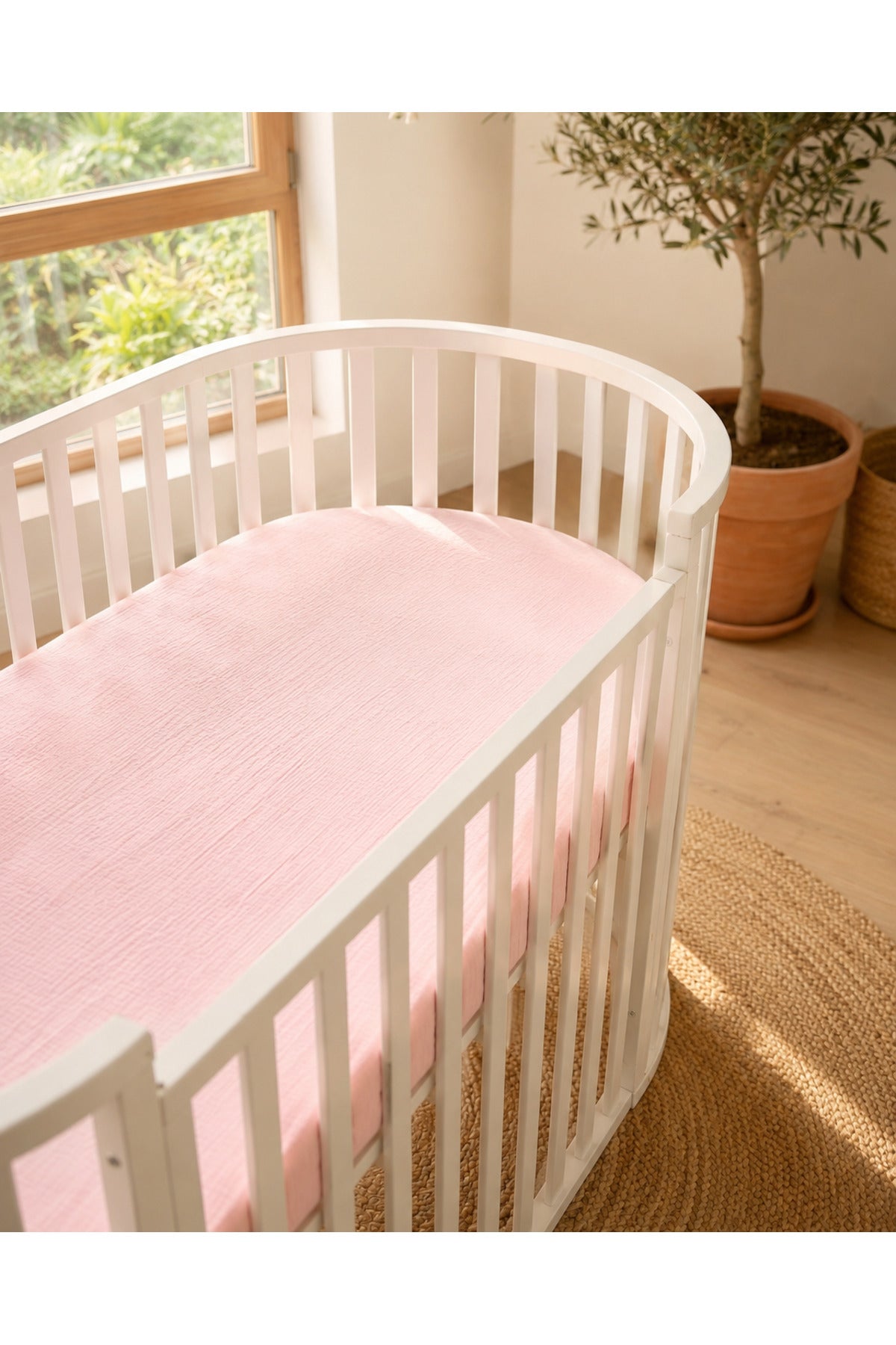 Müslin Lastikli Bebek Çarşafı 70x120 cm [Renk: Pembe]