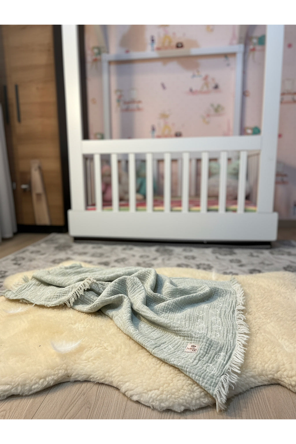 2 Kat Jakarlı Müslin Bebek Battaniyesi [Renk: Su Yeşili]