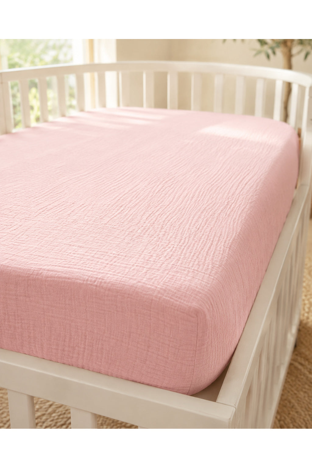 Müslin Lastikli Bebek Çarşafı 70x120 cm [Renk: Pembe]