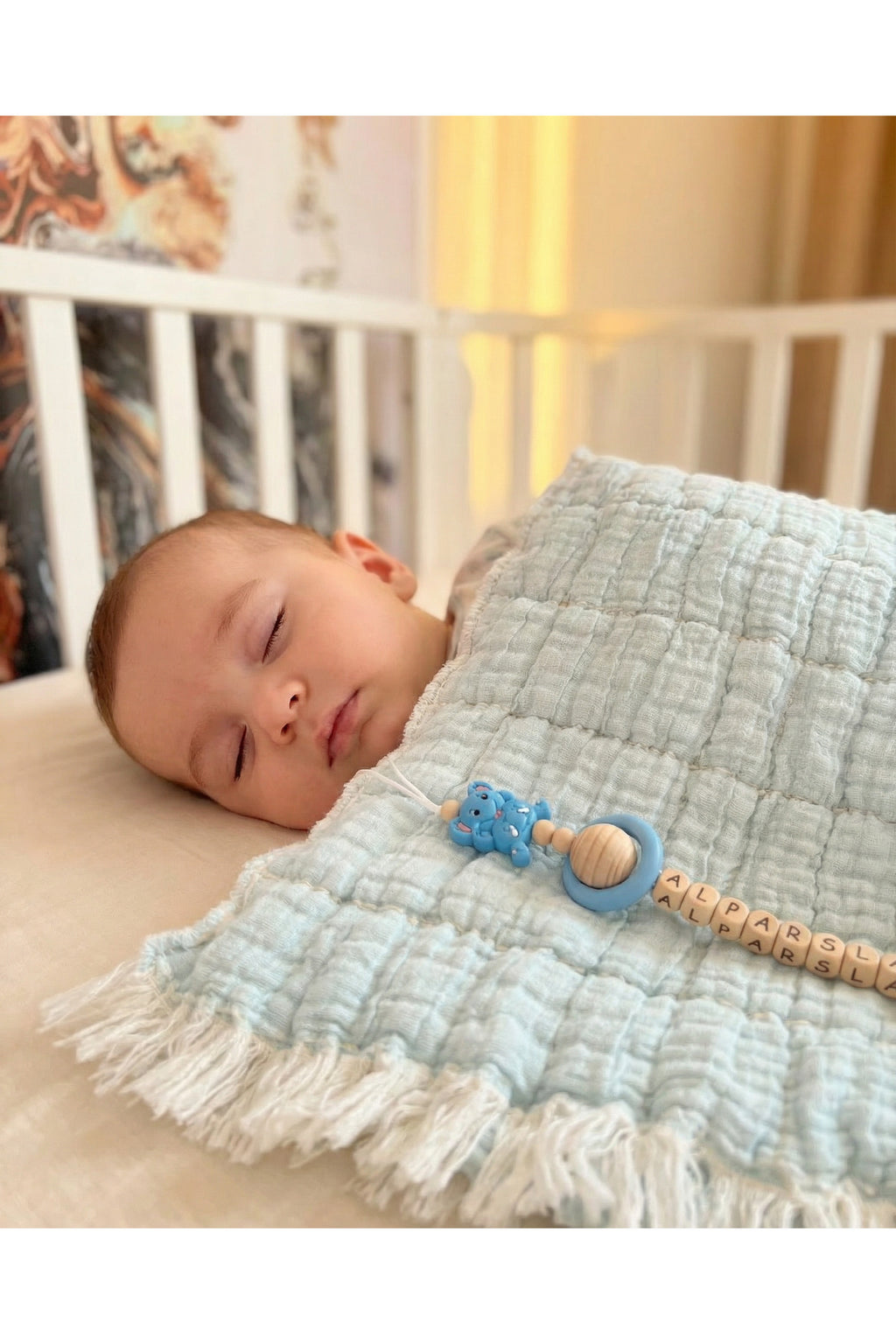 5 Katlı Dolgulu Müslin Bebek Battaniyesi [Renk: Mavi]